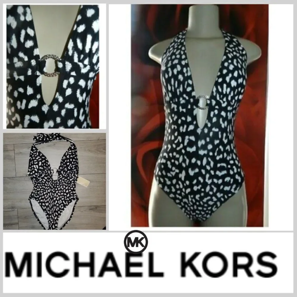 Michael Kors Sz 8 Black & White Deep One Piece